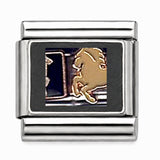 Gold running horses stainless steel Italian charm - Row 59