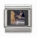Black running horses stainless steel Italian charm - Row 59
