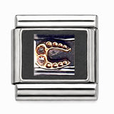 Gold horseshoe stainless steel Italian charm - Row 60