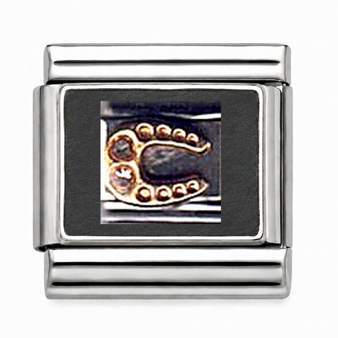 Gold horseshoe stainless steel Italian charm - Row 60