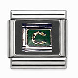 Green horseshoe stainless steel Italian charm - Row 60