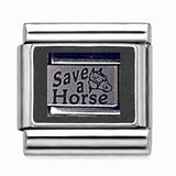 Save a Horse stainless steel Italian charm - Row 60