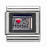 I Love Horses stainless steel Italian charm - Row 60