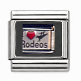 I Love Rodeos stainless steel Italian charm - Row 60