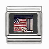 USA soccer stainless steel Italian charm - Row 60