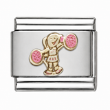 Tennis Girl with Racquets stainless steel Italian charm - Row 61