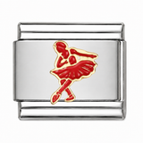 Red Ballet Dancer stainless steel Italian charm - Row 61