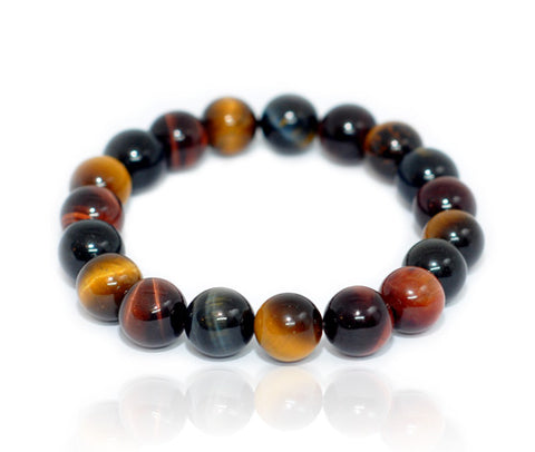 Silver Moon men’s tiger eye stretch bracelet with 10 mm or 12 mm beads