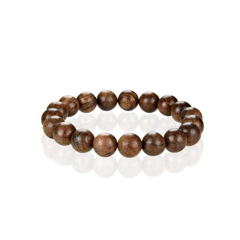 Silver Moon men’s brown natural old wood 10 mm stretch bracelet