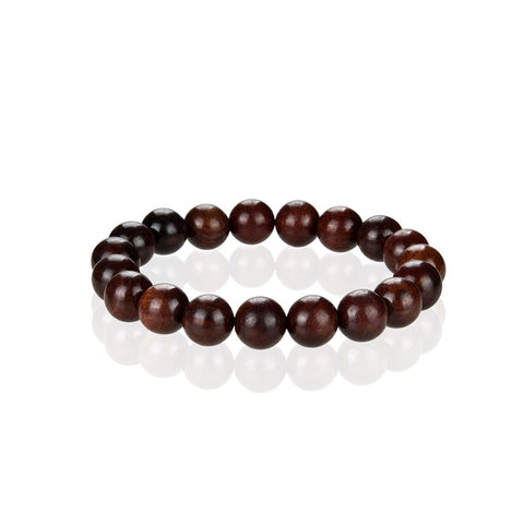 Silver Moon men’s red-toned natural old wood 10 mm stretch bracelet