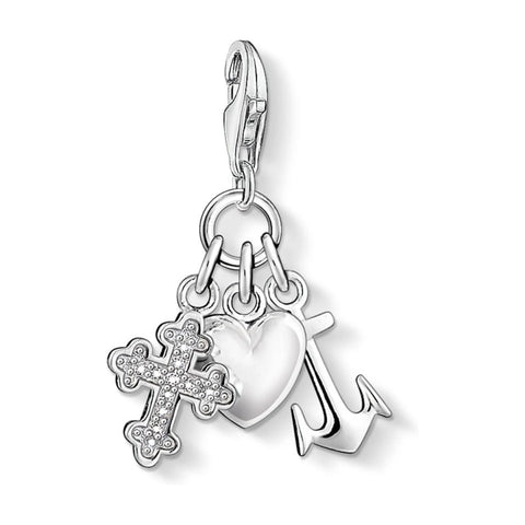 Thomas Sabo Faith Love Hope charm in 925 sterling silver with lobster clasp