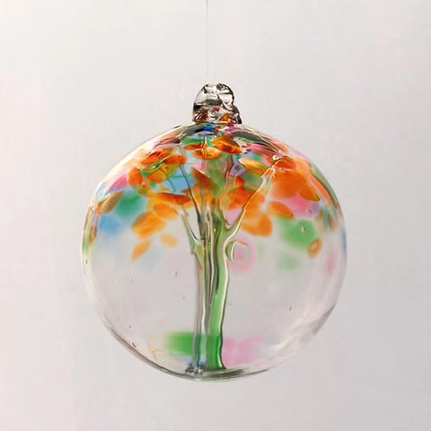 Tree of Friendship hand-blown glass ornament with internal tree design by Playful Flame Glassworks