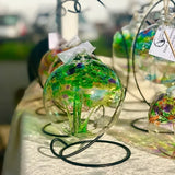 Tree of Spring hand-blown glass ornament highlighting unique artisan glass patterns