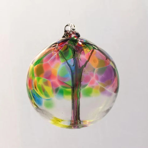 Tree of Summer hand-blown glass ornament with internal tree design by Playful Flame Glassworks