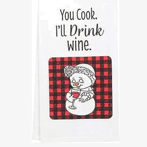 You Cook, I'll Drink towel by Snowpinions on white background