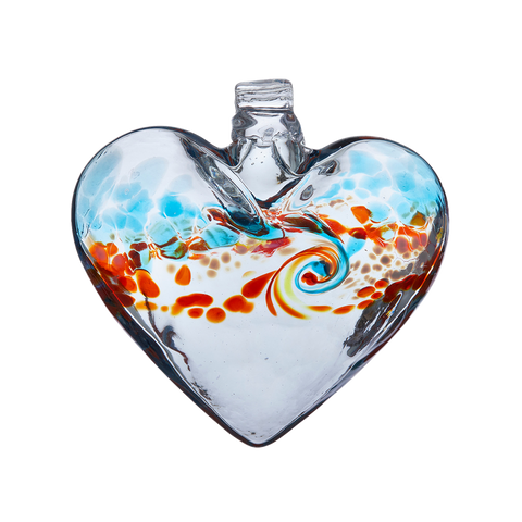 Van Glow Heart Aqua/Orange - Tricia's Gems