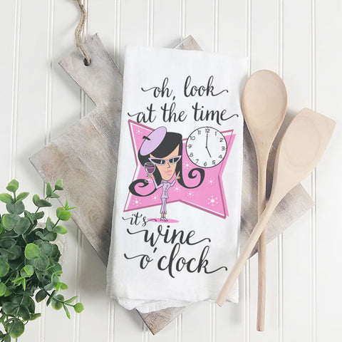 Oh, Look At The Time, It's Wine O'Clock | Towel - Tricia's Gems