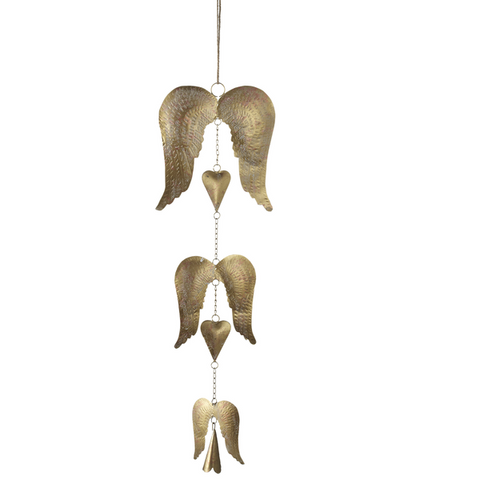 Hanging Angel Wings with Bell Windchime - Tricia's Gems