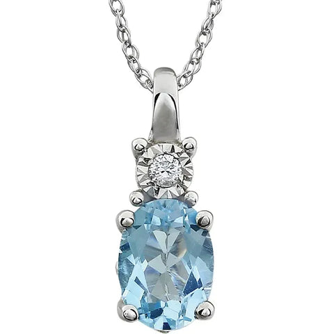 14K White Natural Sky Blue Topaz & .02 CT Natural Diamond 18" Necklace - Tricia's Gems