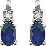 14K White Lab-Grown Blue Sapphire & .02 CTW Natural Diamond Earrings - Tricia's Gems