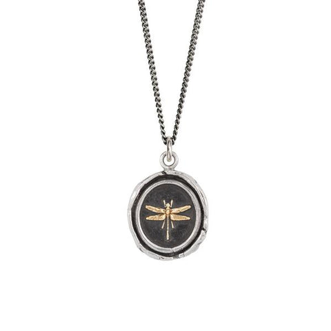 Dragonfly 14k Gold on Silver Talisman | Pyrrha - Tricia's Gems