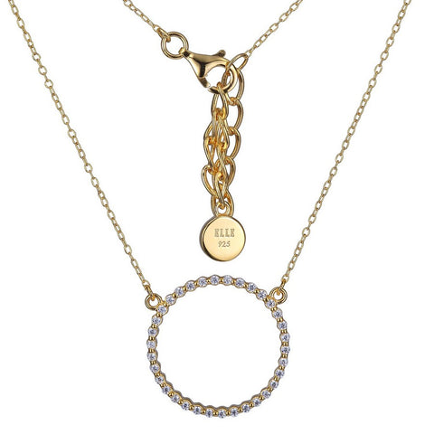 Sterling Silver Gold Plated Circle Cubic Zirconia Necklace - Tricia's Gems