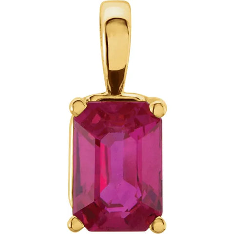 14K Yellow Gold Solitare Ruby Pendant with 18" Chain - Tricia's Gems