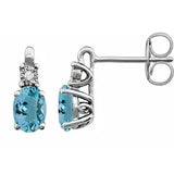 Natural Aquamarine & Diamond Earrings 14K White Gold - Tricia's Gems