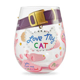 Stemless Love My Cat Wine Glass | Lolita - Tricia's Gems