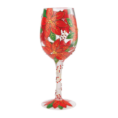 Pretty as a Poinsettia Wine Glass - Tricia's Gems