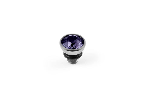 Bottone 5mm Purple Velvet Top Silver - Tricia's Gems