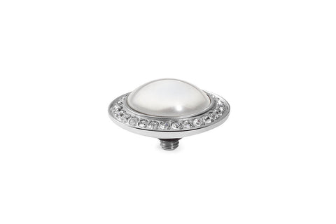 Tondo Deluxe 16 mm White Pearl  Crystal Rim - Tricia's Gems