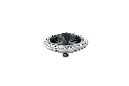 Tondo Deluxe 16 mm Graphite Crystal Rim Silver - Tricia's Gems