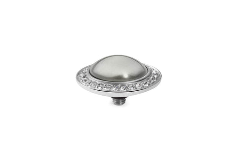 Tondo Deluxe 16 mm Grey Pearl Crystal Rim Silver - Tricia's Gems