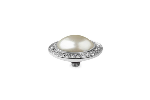 Tondo Deluxe 16 mm Cream Pearl  Crystal Rim Silver. - Tricia's Gems