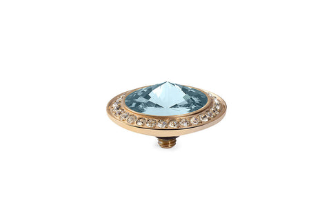 Tondo Deluxe 16 mm Aquamarine Gold. Crystal Rim - Tricia's Gems