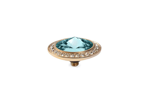 Tondo Deluxe 16 mm Aquamarine Gold. Crystal Rim - Tricia's Gems