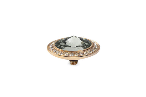 Tondo Deluxe 16 mm Black Diamond Crystal Rim Gold - Tricia's Gems