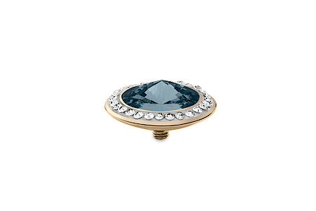 Tondo Deluxe 16 mm Denim Blue Crystal Rim Gold - Tricia's Gems
