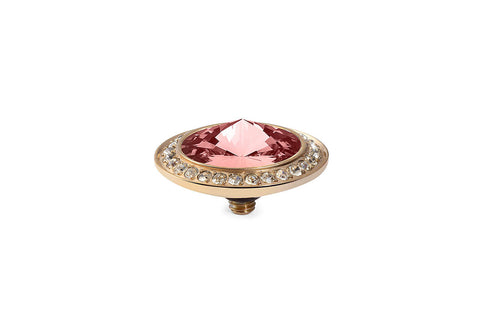 Tondo Deluxe 16 mm  Rose Peach Gold. Crystal Rim - Tricia's Gems