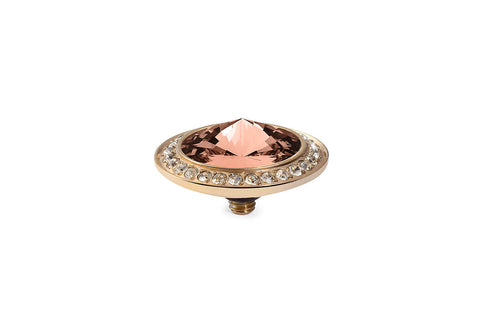 Tondo Deluxe 16 mm Blush Rose Crystal Rim Gold - Tricia's Gems
