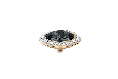 Tondo Deluxe 16 mm Graphite Crystal Rim Gold - Tricia's Gems