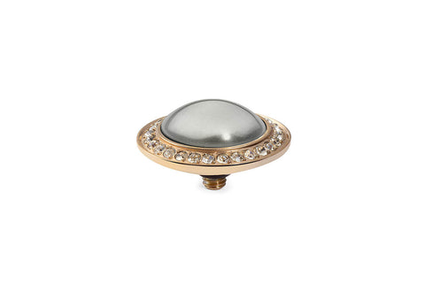 Tondo Deluxe 16 mm Dark Grey Pearl Crystal Rim Gold - Tricia's Gems