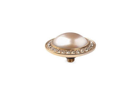 Tondo Deluxe 16 mm Peach Pearl Crystal Rim Gold - Tricia's Gems
