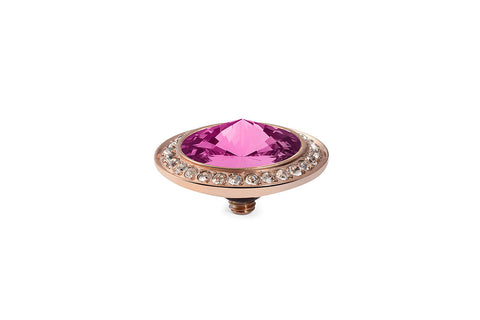 Tondo Deluxe 16 mm Fuschia Crystal Rim Rose Gold - Tricia's Gems