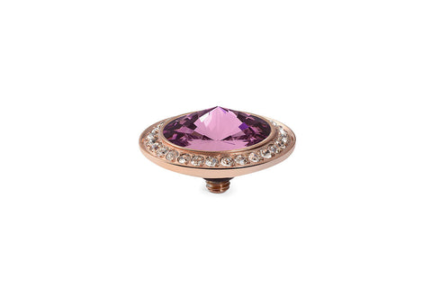 Tondo Deluxe 16 mm Amethyst Crystal Rim Rose Gold - Tricia's Gems