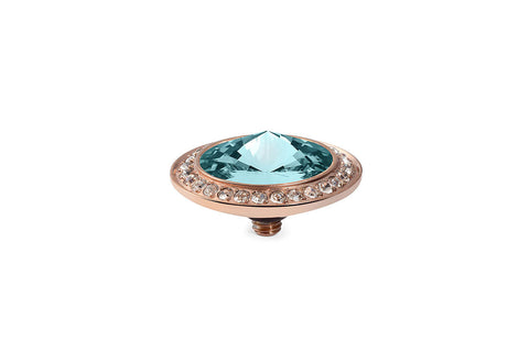Tondo Deluxe 16 mm Light Turquoise Crystal Rim Rose Gold - Tricia's Gems