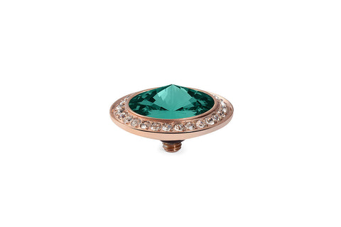 Tondo Deluxe 16 mm Emerald Crystal Rim Rose Gold - Tricia's Gems