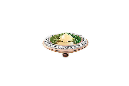 Tondo Deluxe 16 mm Luminous-Green Crystal Rim Rose Gold - Tricia's Gems