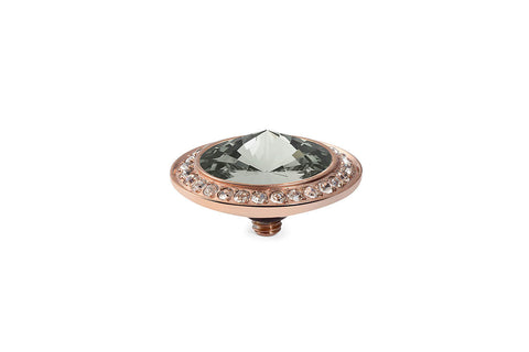 Tondo Deluxe 16 mm Black Diamond Crystal Rim Rose Gold - Tricia's Gems